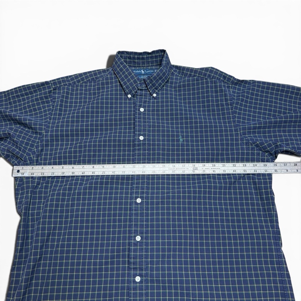 VTG Ralph Lauren Blake Shirt Mens Large Blue Green Plaid Button Down 90s Preppy - Picture 8 of 10